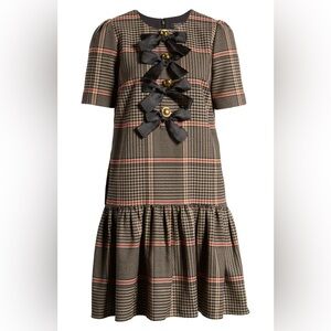 x Atlantic-Pacific Bow Detail Plaid Dress
